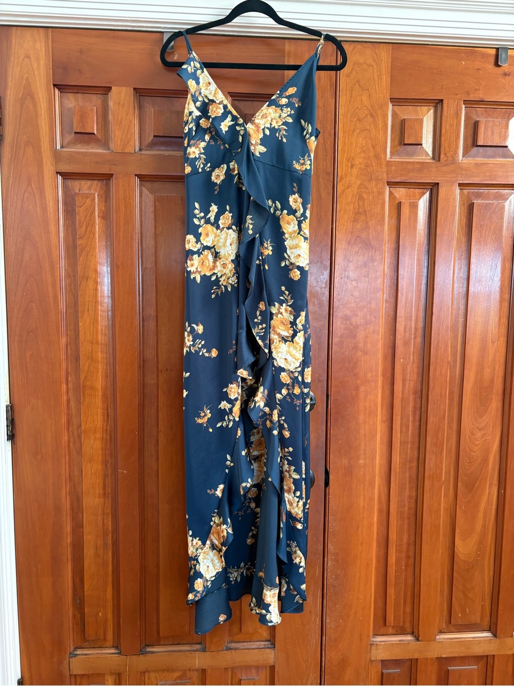 Vici Navy Floral Maxi Dress with Yellow Blooms